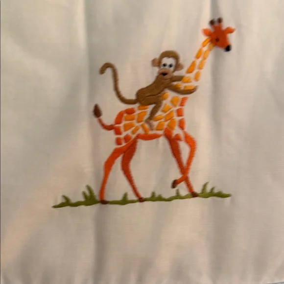 The Gordonsbury Collection Blue and White Baby Sleep Sack w Giraffe Embroidery - Picture 2 of 4